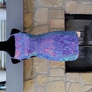 NWT Sheinbae purple embroidered sequin part dress, size 4